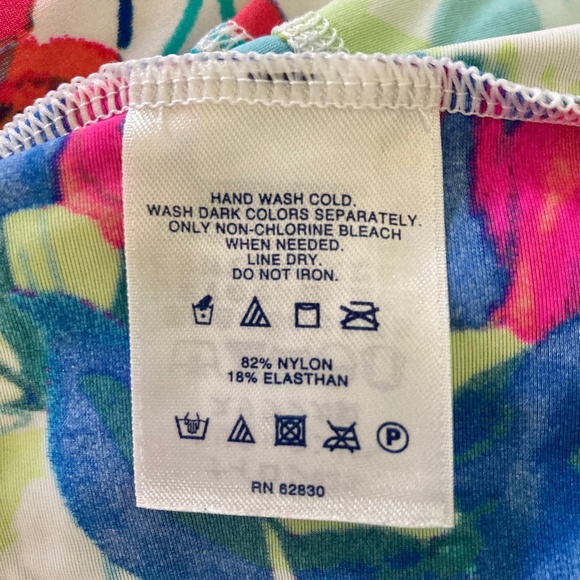 Women’s size XL Lands’ End colorful floral zip up modest swim top/athletic top - Picture 5 of 6